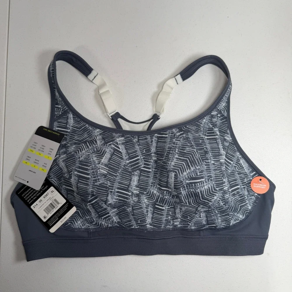 Champion C9 XL Sports Bra Power Core Max Gray Geometric Maximum Support NEW